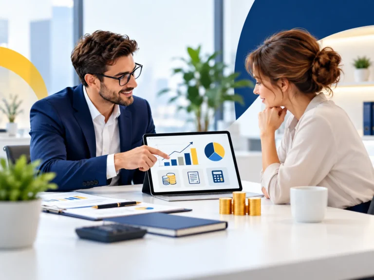 Financieel adviseur bespreekt financiële groei en planning met een ondernemer bij Accountants Kiezer